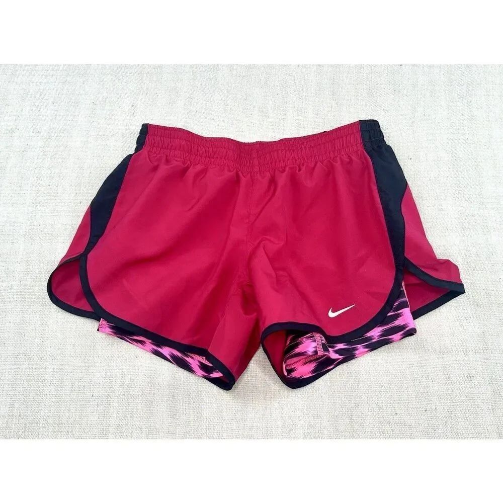 Nike Dri-FIT Athletic Running Shorts Pink Black Built-In Liner Women’s Size XS
